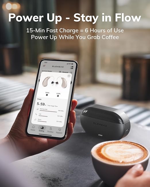 ELEHEAR Beyond Pro Rechargeable OTC Hearing Aids for Seniors, Soft Gold | VocClear 2.0 Technology, 30% Clearer Speech, Music Mode, Enhanced App Control, Advanced AI Noise Reduction, Bluetooth