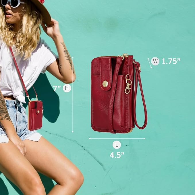 Mundi Jacqui RFID Crossbody Wallet for Women, Vegan Leather Small Travel Handbag with Phone Holder, Compact Organizer with Card Slots and Adjustable Strap, Vacation Purse in