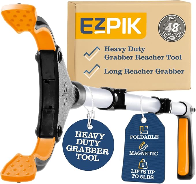 New 2026 EZPIK Pro 48" Foldable Grabber Reacher Tool for Seniors - Grabbers for Elderly Reaching Tool Heavy Duty Pickup Trash Picker Upper Equipment - Claw Grabber Stick for Reaching Aids