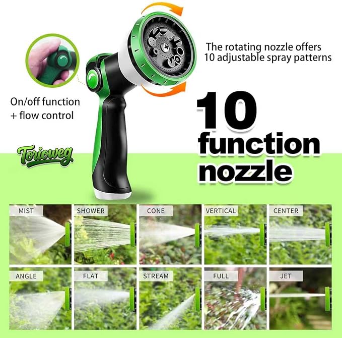 Garden Hose 50 FT-Triple-layer pipe, Water Hose with solid Aluminum Fittings, Ultra-Lightweight and Flexible, Abrasion-Resistant, Rust-Resistant,Watering and Cleaning for Outdoor
