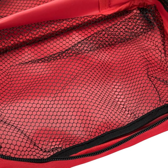 Jipemtra Red First Aid Bag Empty Travel Rescue Pouch First Responder Storage Medicine Emergency Bag for Car Home Office Kitchen Sport Outdoors (Red with Zippered Mesh Bags)