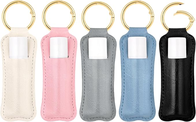 LUCKINEE Lip Balm Holder Keychain for Chapstick Holder Key Chain | Featured with Spring O Ring, Bag Charm Keychain, Great Linking to Purse and Belt Loops, Stocking Stuffers Gift for Women