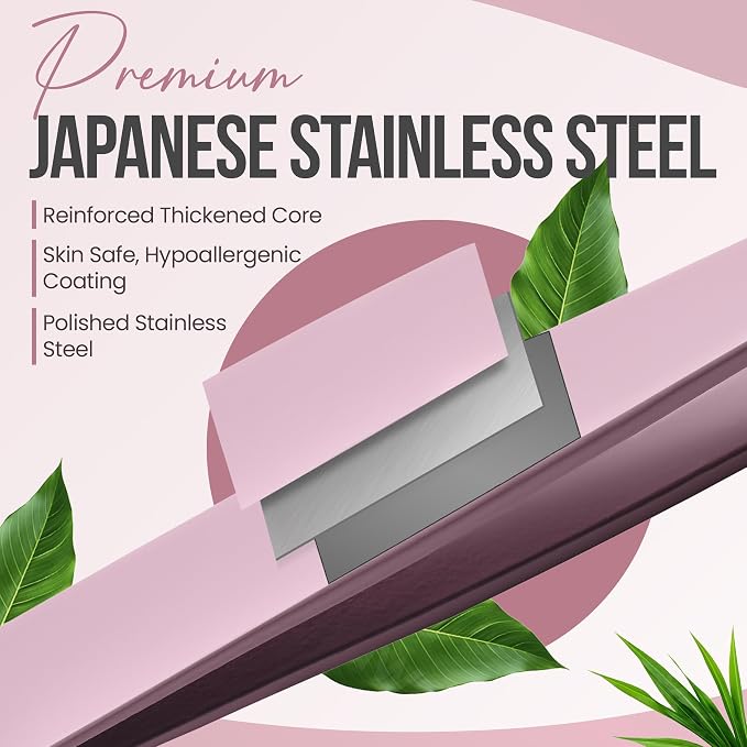 Professional Slant Tip Tweezers - Precision Stainless Steel Eyebrow Plucking Tool for Women and Men, Ingrown Hair Remover, Facial Hair Tweezers for Grooming (Rose Quartz)