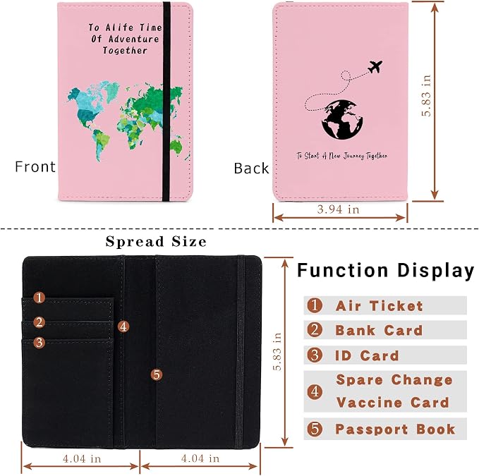 Passport Book Holder,Passport Wallet for Men Mr and Mrs Passport Holder for Women Passport Cover World Map Passport Case for Couples Christmas Traveling Passport Book Protector 2PCS