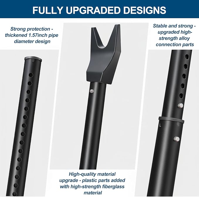 Door Security Bar, Rerishom Door Stoppers Security bar,Heavy Duty Door Lock Security Door Jammer Door Stopper for Apartment, Hotel Room,Screen Door Hardware (Dark Black, 1 Pack)