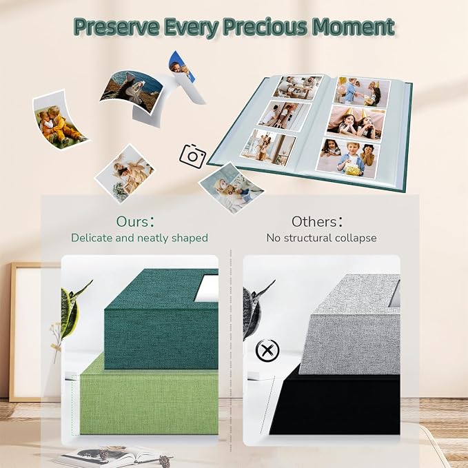 popotop Photo Album 4x6-300 Photos Linen Cover Photo Books with 300 Horizontal Pockets,Slip-in Picture Albums for Family Wedding Anniversary Baby Vacation Pictures