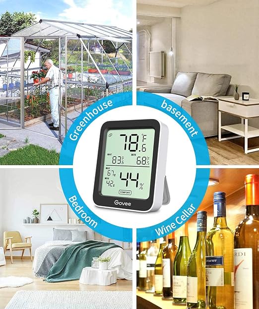 Govee Indoor Hygrometer Thermometer 2Pack H5075 with Bluetooth App Control | Room Temperature Humidity Meter, 164ft Remote Monitor, Smart Alerts, 2 Years Data Storage Export, for Bedroom Wine Cellar