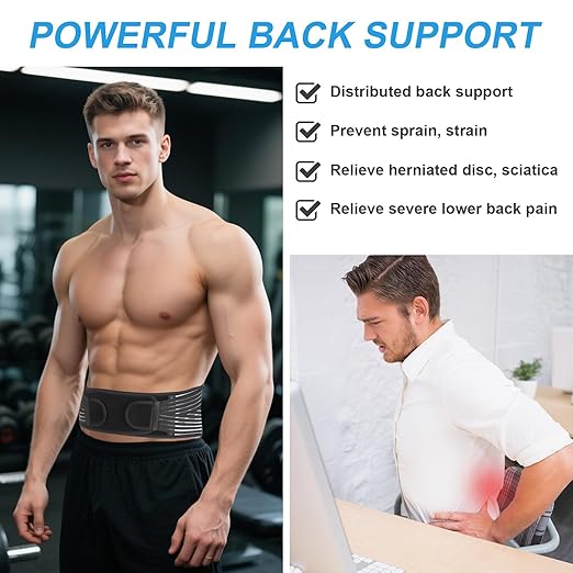 Back Brace for Lower Back Pain Relief, Lumbar Support Belt for Men&Women for Work, Breathable Back Support Belt with 6 Flexible Spring, 2 Elastic Bands For Sciatica, Herniated Disc, Scoliosis (Small)