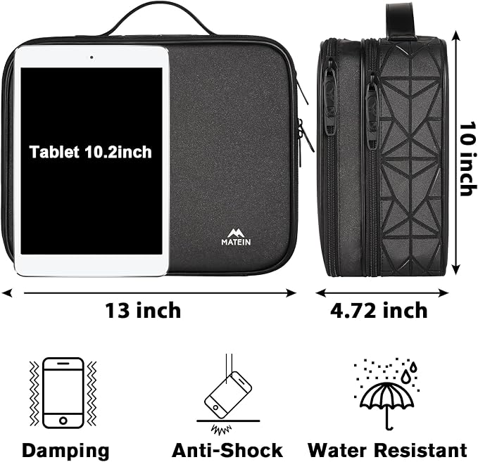 MATEIN Cord Organizer Case with Adjustable Divider, Large DJ Cable File Bag | DJ Equipment, Music Accessories, Double Layer, Shockproof, Portable, Cable Storage for Cord, Charger, Tech Accessories, Black