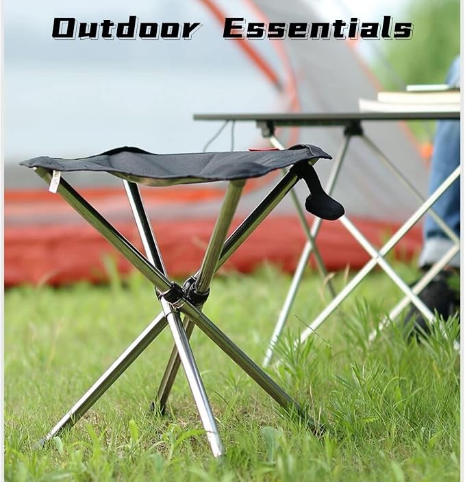 Portable Camping Stool with Side Pocket Camping Seat 12.5in Foldable Comfortable Widening Heightening for Travel Camping Fishing Hiking Gardening Picnic Beach BBQ Outdoor