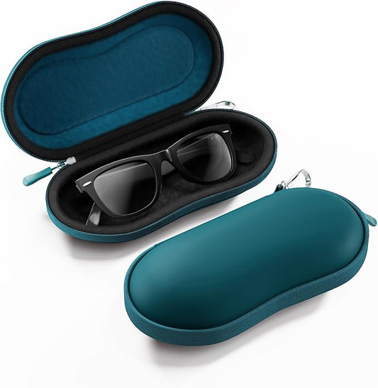 ProCase Sunglasses Case, Hard Shell Glasses Case for Men -Caribbeanblue | Travel Shockproof Eyeglass Case with Metal Hanging Hook and Velvet Lining, Zipper Sport Glasses Holder Organizer for Gifts