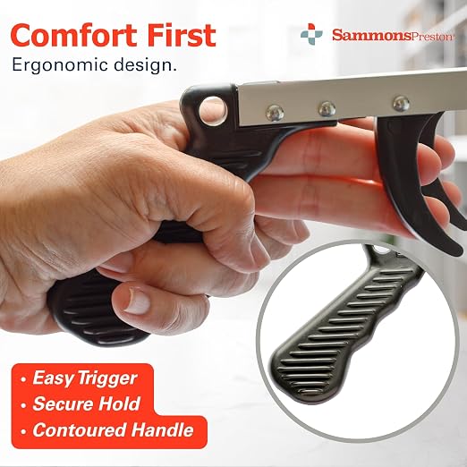Sammons Preston Reacher, 26" Lightweight Grabber Reacher Tool with Magnetic Tip, Ergonomic Grip & Claw Jaw, Portable Reaching Aid for Seniors, Daily Living & Home Use, Standard Silver, 2 pack