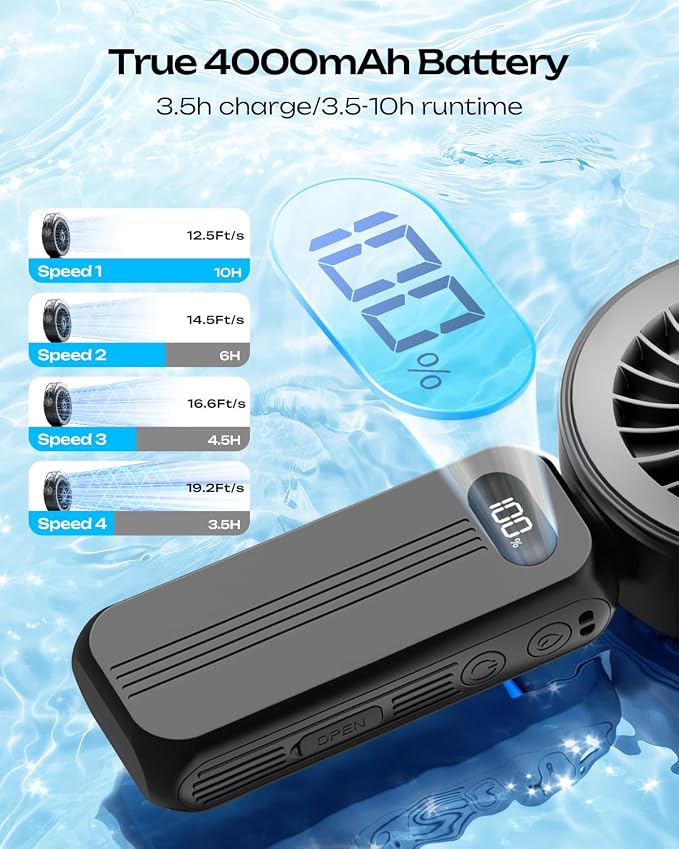 Otlonpe Handheld Misting Fan Portable, Powerful High Speed, Small Personal Rechargeable Cooling Mister Fan Water Spray Mist, 4000mAh Battery Operated for Travel Indoor Outdoor Hand Desk (Black)