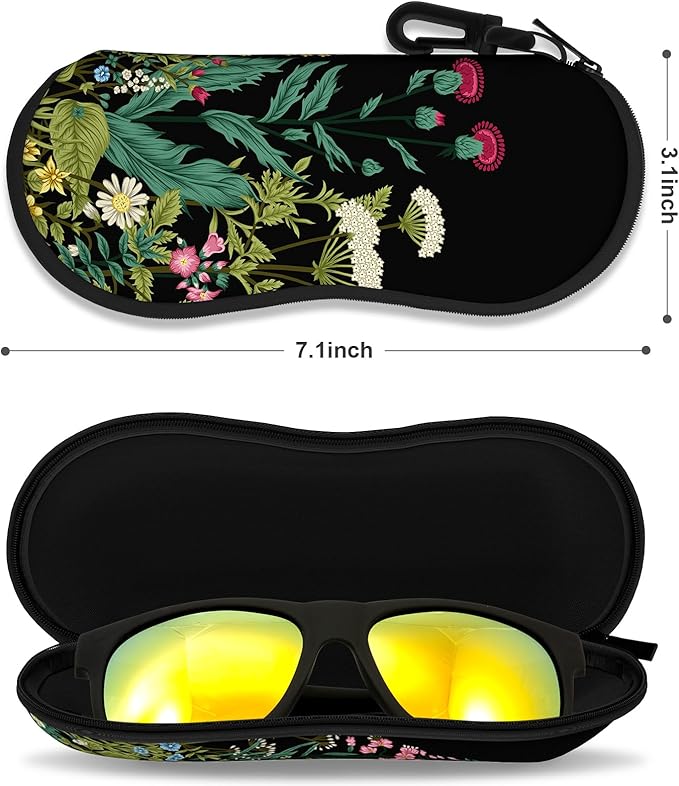 Sunglasses Soft Case, Ultra Light Portable Neoprene Zipper Glasses Case for Men Women