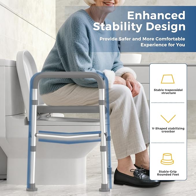 Raised Toilet Seat with Handles for Elderly, Toilet Seats Risers for Seniors,Adjustable Height & Width 400 lb Handicap Pregnant Elavted Toilet Seat Chair, Fits Any Toilet