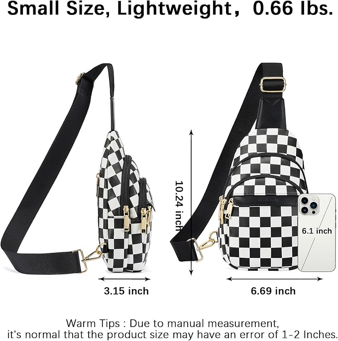 BOSTANTEN Sling Bag for Women Leather Crossbody Bags Fanny Pack Chest Bag for Travel | Adjustable Wide Strap, Small, Anti Theft, Lightweight, Multi Pockets and Carrying Way, Card Slot, Cute Trendy for Everyday