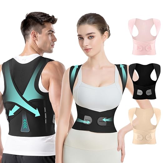 babaka Posture Corrector for Women and Men, Invisible Lightweight Adjustable Back Brace for Upper and Lower Back Pain Relief, Hunchback, Hump, Scoliosis, Thoracic, Spine Corrector Under Clothes (Black, Small, Waist: 25''-30'')