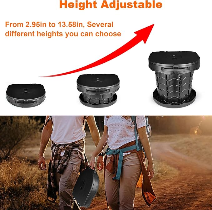 Portable camping Toilet, Foldable and Height Adjustable, Load Capacity 400lbs, with Carrying Handle, Perfect for Camping, Travel & Car Use