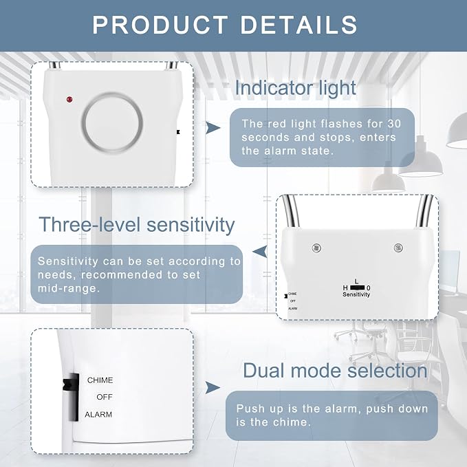 Kanayu 4 Pieces Door Handle Alarm 120dB Door Alarms for Home Security Alert Doorknob Sensing Window Burglar Alert for Home Security Kids Safety(White)