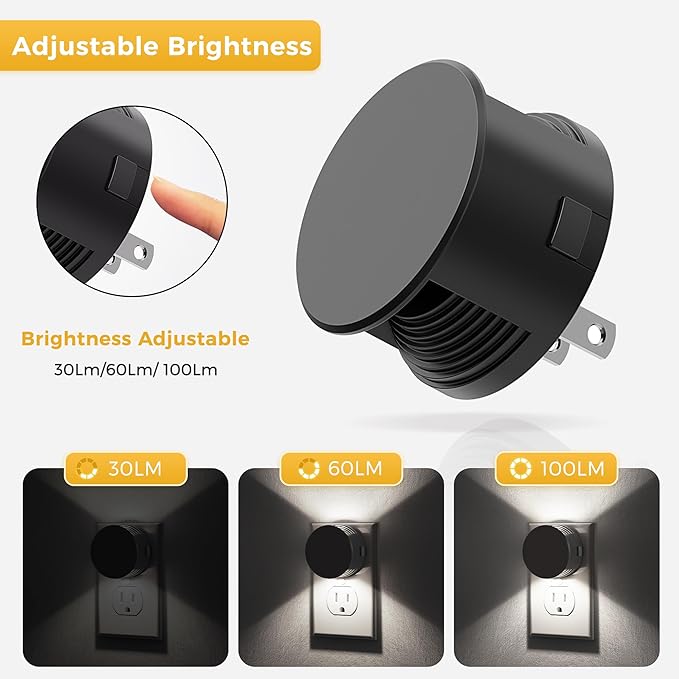 L LOHAS LED Night Lights Plug into Wall,[2-Pack] Plug in Night Light with Light Sensor,Brightness Adjustable,5000K Daylight White,Nightlight for Hallway Bedroom Bathroom