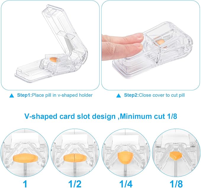 AVIDACE 2PCS Pill Cutter, Professional Pill Splitter for Cutting Small Pills or Large Pills in Half
