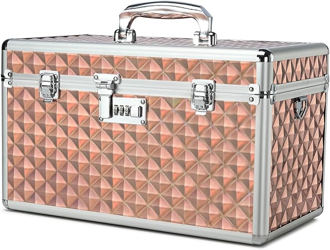 Storage Lock Box with Combination Lock, Lockable Medicine Storage Box, Empty First Aid Box, Security Lock Box, Multipurpose Locking Box for Home and Outdoor Use (Champagne, X-Large)