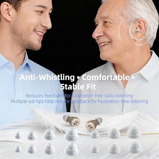 OTC Hearing Aids for Seniors-16 Channel Rechargeable Invisible ITE Hearing Aid with One-Button Operation, Noise Reduction, 3 Listening Modes, 4 Volume Levels, LED Digital Display, Long Battery Life, Easy to Use for Elderly Adults& Anti-Whistling Comfor...
