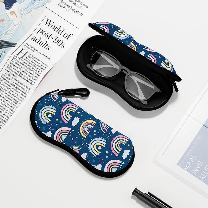 Sunglasses Soft Case, Ultra Light Portable Neoprene Zipper Glasses Case for Men Women