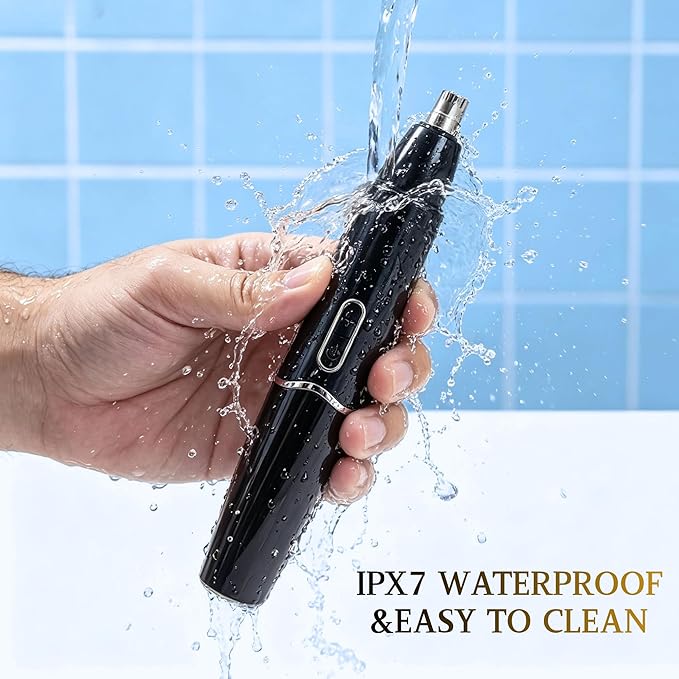 5-in-1 Nose Hair Trimmer for Men, USB-C Rechargeable Painless Eyebrow & Facial Trimmer, IPX7 Waterproof Electric Grooming Kit, LED Display with 5 Blade Heads, Classic Black