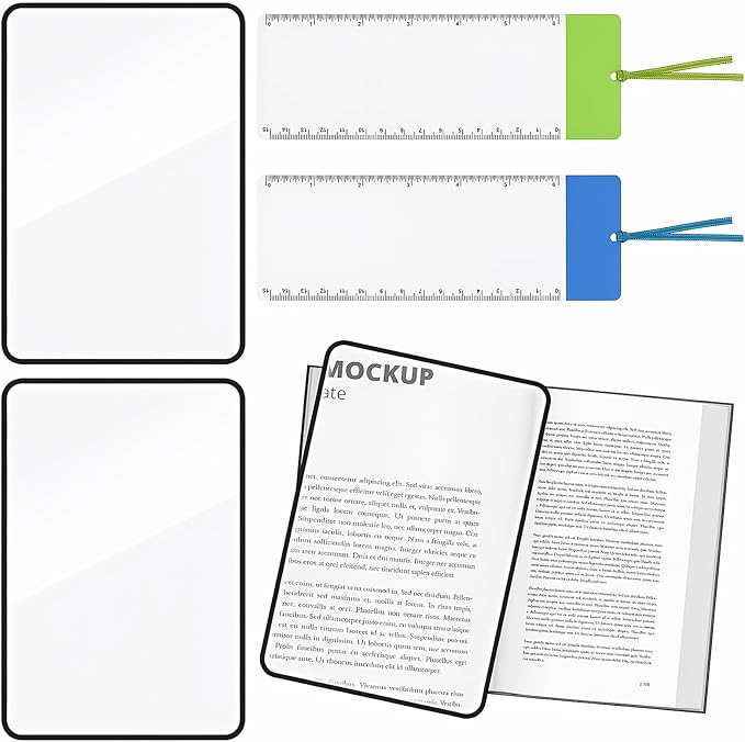 4 Pcs Magnifying Sheet 2 Style 3X Magnifying Page for Reading Lightweight Optical Plastic Magnifyings Glass Sheet Bookmark Flat for Low Vision and Shortsighted Reading Small Prints Maps Book Newspaper