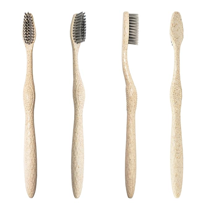 Bleeker and Rowe Biodegradable Eco-Friendly Toothbrushes - Individually Sealed - BPA Free Soft Bristles - Sustainable - Recycled Packaging (Pack of 10)