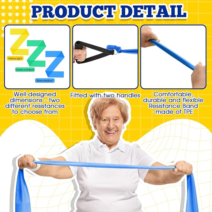3 Pcs Resistance Band with Handles Chair Exercise Equipment for Seniors Physical Therapy Band Gifts for Elderly Women Rehab, Physical, Grandma, Grandpa
