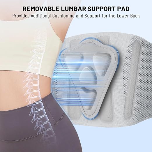 Adjustable Back Brace-Size S (Belly 23.6-29.5 in), 360°Support with 4 Steel Stays & Spring,Removable Triangle Pad,Ideal for Office,Gym,and Driving for Men/Women.