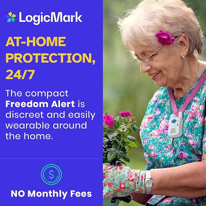 Freedom Alert, Landline Personal Emergency Device, 2-Way Call with Family and Police for Home Safety, Device for Seniors and The Elderly