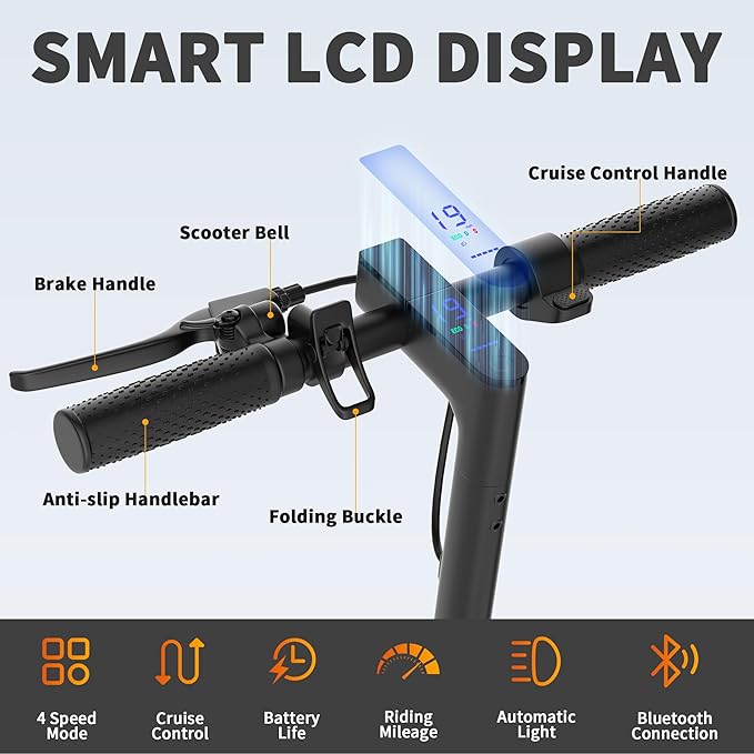 Electric Scooter for Adults, Folding E Scooter with 350W/500W Motor 16-24 Mph Top Speed, Max 15-60 Miles Long Range, 6.5''/8.5''/10''/14'' Solid Tires Commuting Scooters, Dual Brakes, APP