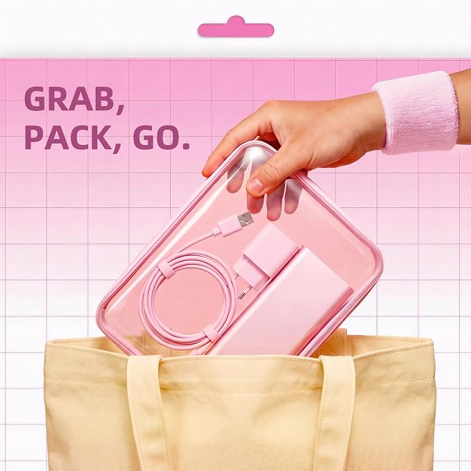 CoiiJoii 6Pcs Large Clear Hard Shell Zippered Case, Diaper Bag Organizing Pouches, Waterproof Cosmetic Bag, Kid's Toy Storage Organizer Bins, Pencil Case.