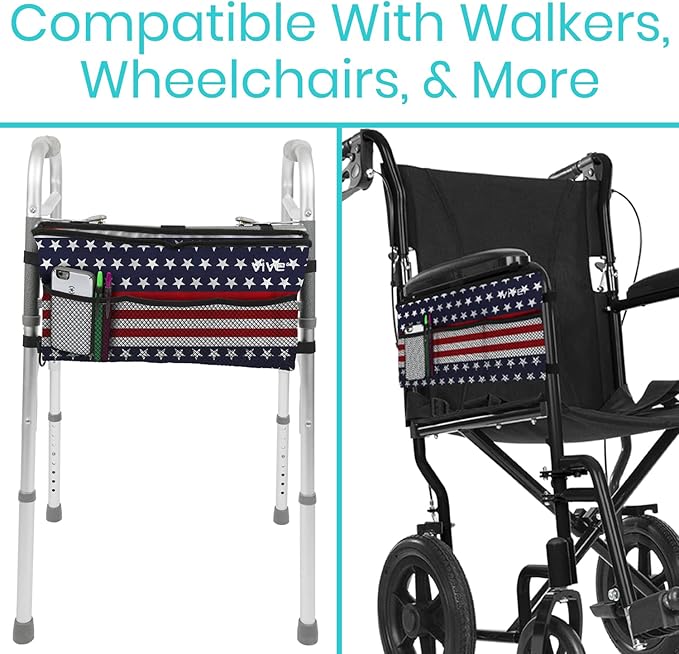 Vive Walker Bag - Accessories Wheelchair Basket Pouch (Water Resistant) - Seniors Caddy Accessory Attachment for Folding, Rolling Walkers - Carry Storage Carrier Tote - Lightweight, Universal Size
