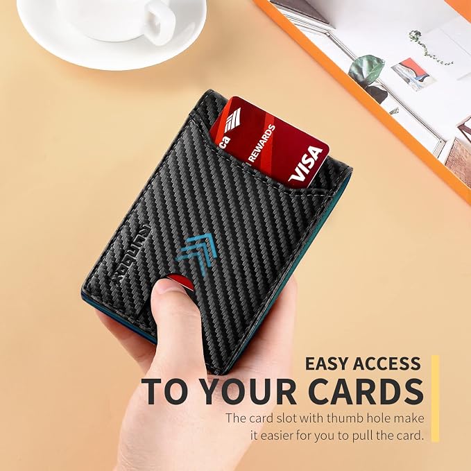 RUNBOX Wallet for Men, Slim Leather Bifold, RFID Blocking Card Holder | Minimalist Front Pocket Design, Credit Card Organizer, Holds 11 Cards, Large Capacity, Thin Profile, Birthday Gifts for Men