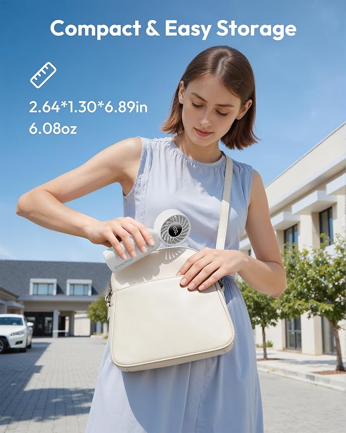 Gaiatop Portable Handheld Fan, 5 Speed Rechargeable Battery Max 18 Working Hours, 3 IN 1 Neck/Desk/Hand Fan Cooling for Travel, Beach, Women/Men Outdoor Activities Gifts - White
