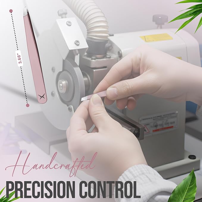 Professional Slant Tip Tweezers - Precision Stainless Steel Eyebrow Plucking Tool for Women and Men, Ingrown Hair Remover, Facial Hair Tweezers for Grooming (Rose Quartz)