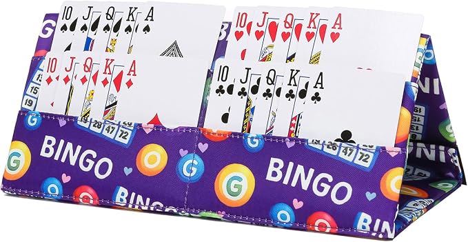 Playing Card Holder for Bridge Canasta Poker Bingo Ticket Purple | for Pull Tabs Gambling Tickets Bingo Accessories for Players Card Game Stuff Supplies