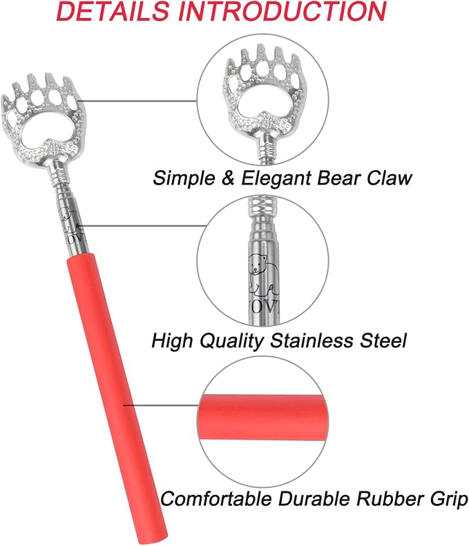 WOVTE Bear Claw Rose Telescopic Back Scratcher