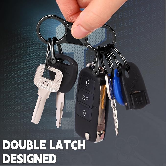 Yaocom 2 Pcs Keychain Quick Release Spring with 8 Stainless Key Rings and 4 D Rings Detachable Car Key Chain Spring Clip