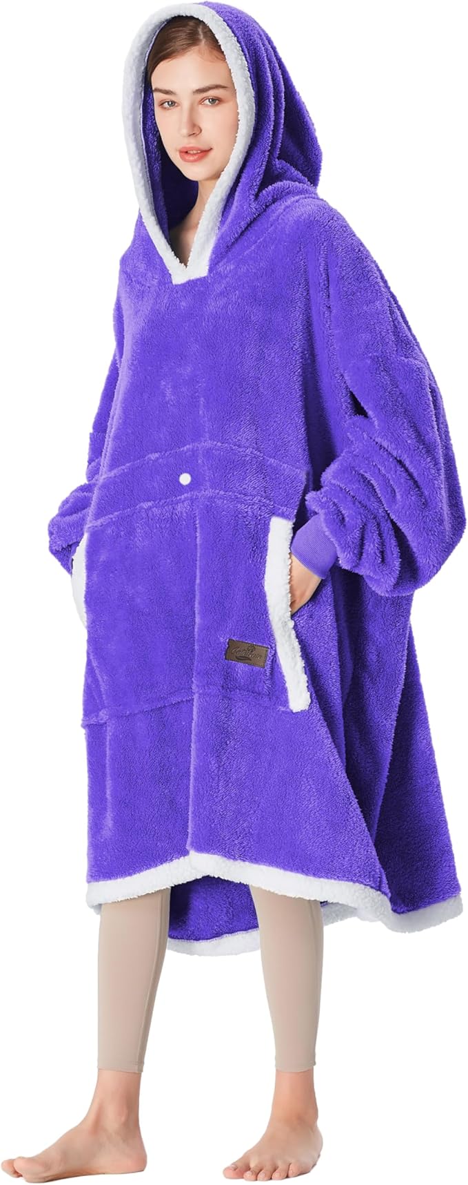 Catalonia Oversized Blanket Hoodie Sweatshirt, Wearable Sherpa Lounging Pullover for Adults Women Men