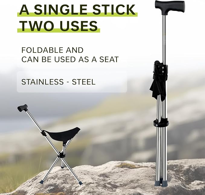 Lightweight Travel Stools for Adults. Cane with seat,Walking Stick,Foldable Chair,Hiking Stick,Camping,Hiking,Walking Cane Chair,Walking Stick with seat,Seatable Crutch Stool,Stick Chair
