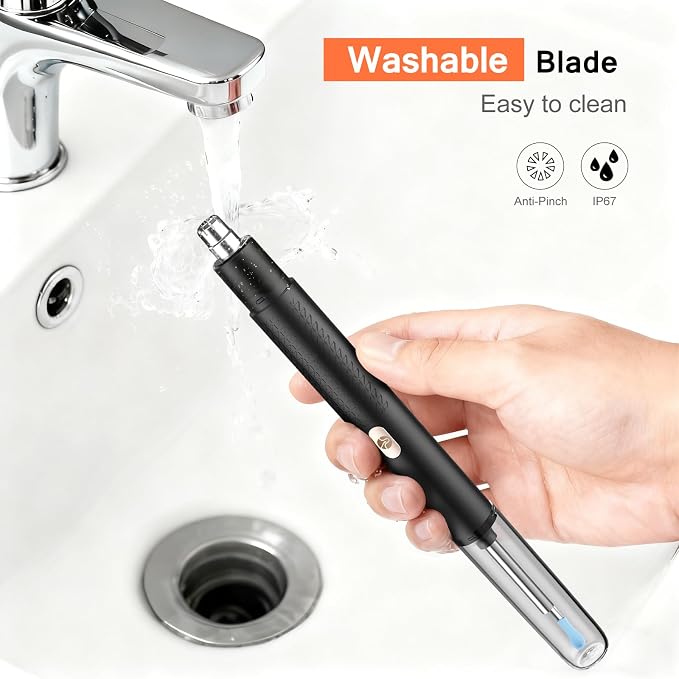 2-in-1 Visual Ear Wax Removal & Nose Hair Trimmer, 1296P HD Ear Cleaner with AI Eardrum Alert, Smart Anti-Pinch, 360° Rounded Blades, IP67 Waterproof, APP Visual Camera for Men, Women & Family Use