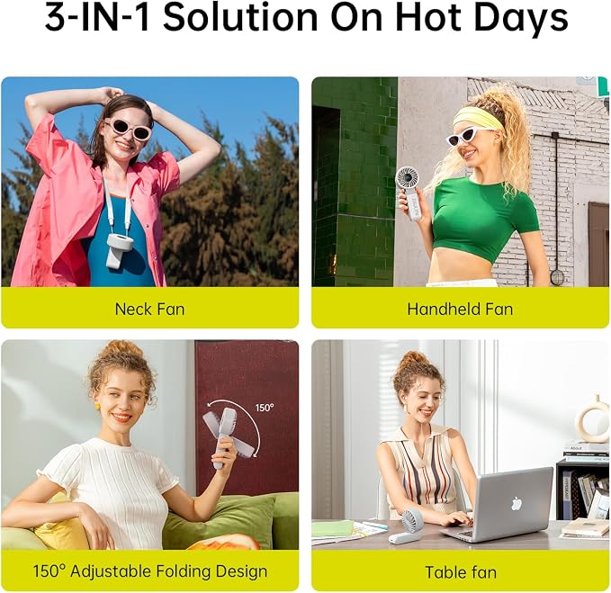 JISULIFE Handheld Fan Life7 – Ultimate Flexibility: Wide & Strong Airflow, 13H Max Cooling, 3600mAh Rechargeable, 5-Speed, LED Display, 3 IN 1 Portable Fan for Travel, Concerts, Sports Events(Grey)