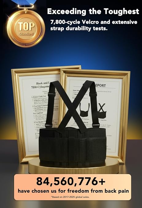 Ultra-Support Work Back Brace for Men and Women [Upgrade Superior Lumbar support] Relieve Lower Back Pain for Construction, Warehouse Work, Lifting, and Heavy-duty Tasks. (Durable Wider Velcro)