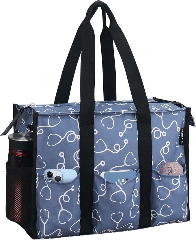 ABAMERICA Nurse Bags for Work Nursing Bag Multiple Pockets Waterproof Organizing Zip Top Clinical Bag for Nursing Students