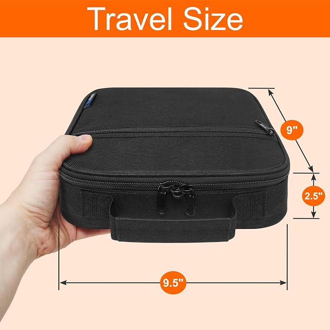 Medium Travel Pill Bottle Organizer, Slim Medicine Bag, Carrier for Medications and Medical Supplies - Black